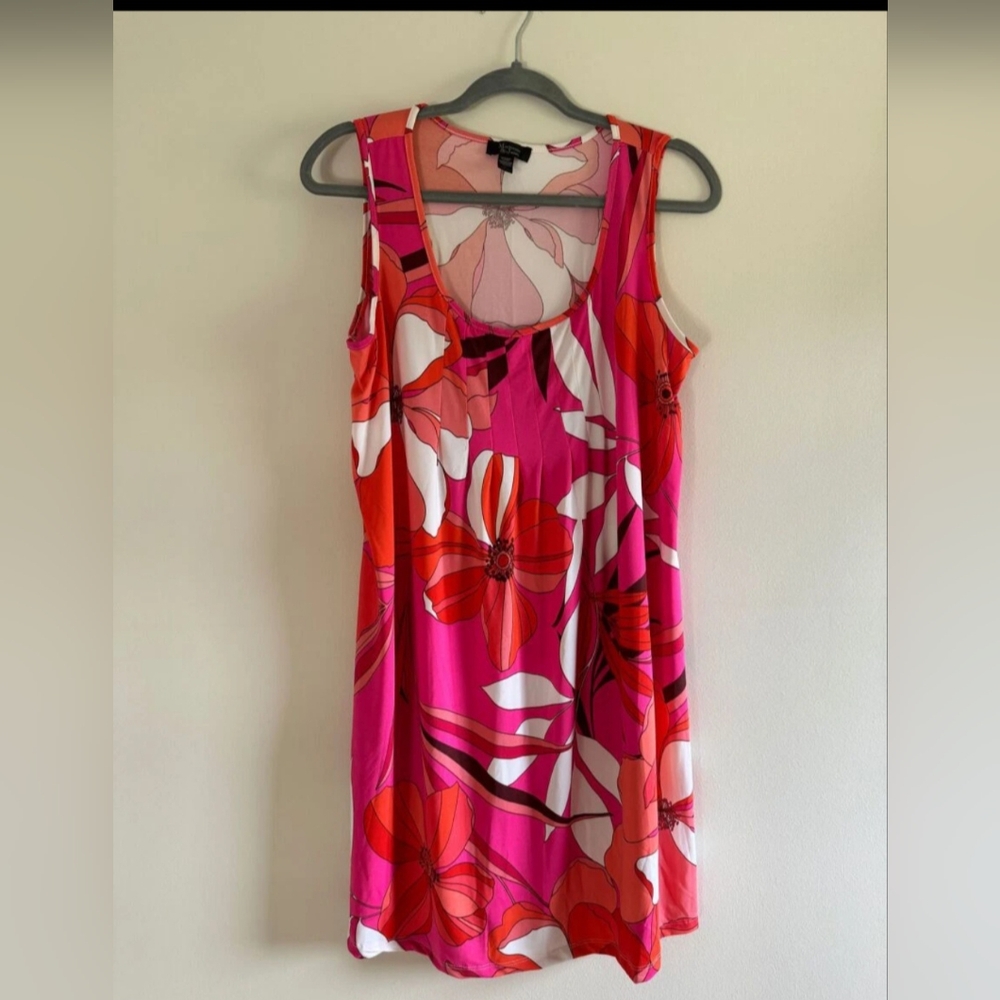 NWT Red & Pink Floral Scoop Neck Sleeveless Sundress, Size Large